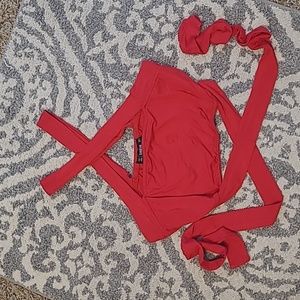 Shein Criss Cross Tie Back Crop